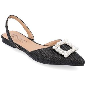 NIB Journee Black Hannae Embellished Slingback Flats Size 9 1/2 M